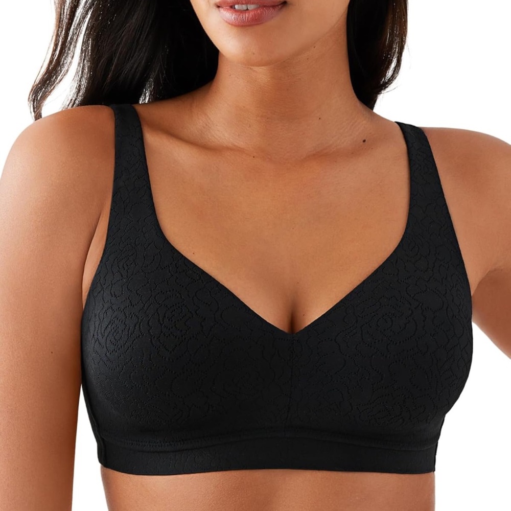 Wacoal Women’s Inside Job Wire Free Black Floral Pattern Bra. NWOT.